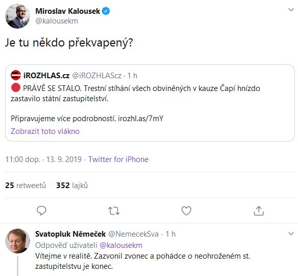 Miroslav Kalousek o Čapím hnízdě